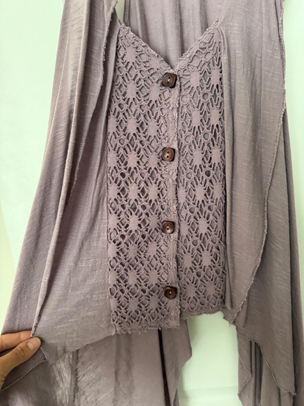 Free People Boho Lace-Front Sleeveless Tunic - Dusty Mauve - Picture 2 of 4